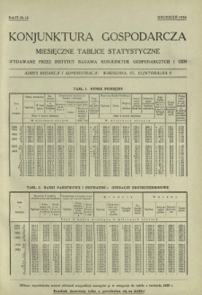 Konjunktura Gospodarcza : miesięczne tablice statystyczne wydawane przez Instytut Badania Konjunktur Gospodarczych i Cen. R. 3, nr 12 (grudzień 1934)