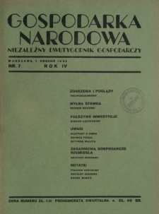 Gospodarka Narodowa : niezależny dwutygodnik gospodarczy. R. 4, nr 7 (1 kwiecień 1934)
