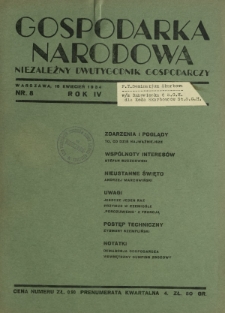 Gospodarka Narodowa : niezależny dwutygodnik gospodarczy. R. 4, nr 8 (15 kwiecień 1934)