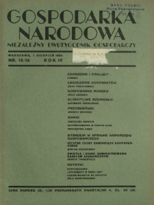 Gospodarka Narodowa : niezależny dwutygodnik gospodarczy. R. 4, nr 15-16 (1 sierpień 1934)