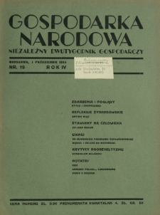 Gospodarka Narodowa : niezależny dwutygodnik gospodarczy. R. 4, nr 19 (1 październik 1934)