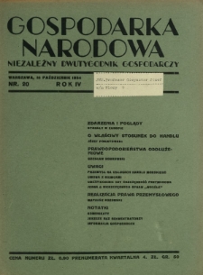 Gospodarka Narodowa : niezależny dwutygodnik gospodarczy. R. 4, nr 20 (15 październik 1934)