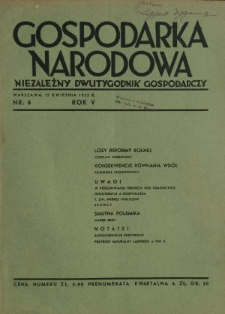 Gospodarka Narodowa : niezależny dwutygodnik gospodarczy. R. 5, nr 8 (15 kwietnia 1935)