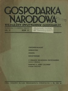 Gospodarka Narodowa : niezależny dwutygodnik gospodarczy. R. 5, nr 11 (1 czerwca 1935)