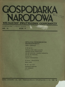 Gospodarka Narodowa : niezależny dwutygodnik gospodarczy. R. 5, nr 13 (1 lipca 1935)