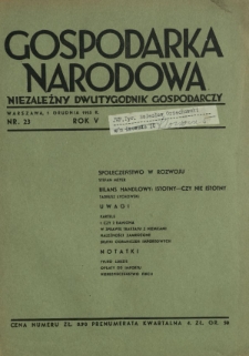 Gospodarka Narodowa : niezależny dwutygodnik gospodarczy. R. 5, nr 23 (1 grudnia 1935)