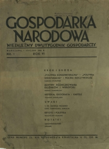 Gospodarka Narodowa : niezależny dwutygodnik gospodarczy. R. 6, nr 1 (1 stycznia 1936)