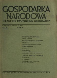 Gospodarka Narodowa : niezależny dwutygodnik gospodarczy. R. 6, nr 24 (15 grudnia 1936)