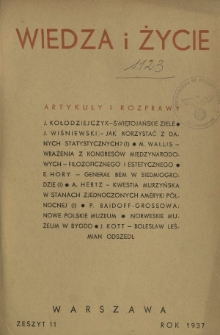 Wiedza i Życie : miesięcznik poświęcony sprawie kultury i oświaty R. 12, z. 11 (listopad 1937)