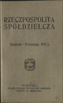 Rzeczpospolita Spółdzielcza : organ Związku Polskich Stowarzyszeń Spożywców R. 2, Nr 8/9 (sierpień/wrzesień 1922)