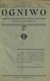 Ogniwo : okólnik organizacyjny Akcji Katolickiej Diecezji Lubelskiej. R. 1, Nr 2 (październik 1933)