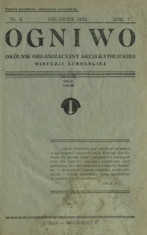 Ogniwo : okólnik organizacyjny Akcji Katolickiej Diecezji Lubelskiej. R. 1, Nr 4 (grudzień 1933)