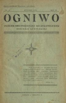 Ogniwo : okólnik organizacyjny Akcji Katolickiej Diecezji Lubelskiej R. 3, Nr 1 (styczeń 1935)