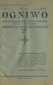 Ogniwo : okólnik organizacyjny Akcji Katolickiej Diecezji Lubelskiej R. 3, Nr 2 (luty 1935)