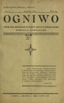 Ogniwo : okólnik organizacyjny Akcji Katolickiej Diecezji Lubelskiej R. 3, Nr 3 (marzec 1935)