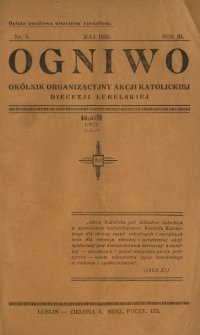 Ogniwo : okólnik organizacyjny Akcji Katolickiej Diecezji Lubelskiej R. 3, Nr 5 (maj 1935)