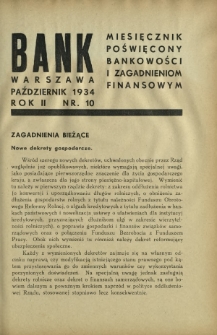 Bank : miesięcznik poświęcony bankowości i zagadnieniom finansowym. R. 2, nr 10 (październik 1934)