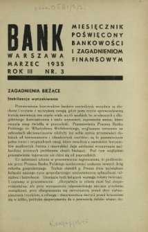 Bank : miesięcznik poświęcony bankowości i zagadnieniom finansowym. R. 3, nr 3 (marzec 1935)