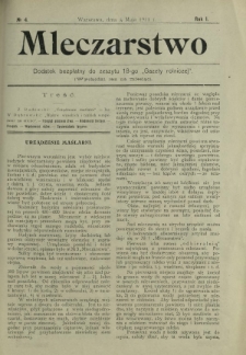 Gazeta Rolnicza : pismo tygodniowe ilustrowane. R. 51, nr 18 (3 maja 1912) - dodatek pt. Mleczarstwo, nr 4