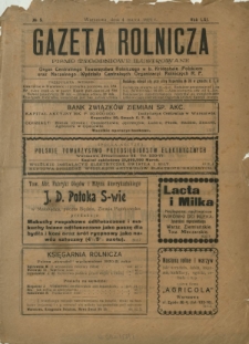 Gazeta Rolnicza : pismo tygodniowe ilustrowane. R. 61, nr 9 (4 marca 1921)