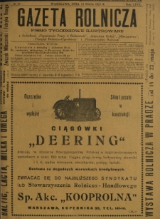 Gazeta Rolnicza : pismo tygodniowe ilustrowane. R. 67, nr 19 (13 maja 1927)