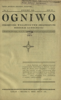 Ogniwo : perjodyczne wydawnictwo organizacyjne diecezji Lubelskiej R. 4, Nr 4 (kwiecień 1936)