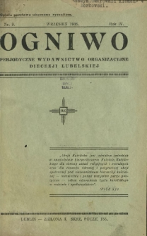 Ogniwo : perjodyczne wydawnictwo organizacyjne diecezji Lubelskiej R. 4, Nr 9 (wrzesień 1936)