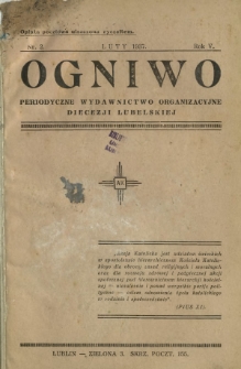 Ogniwo : periodyczne wydawnictwo organizacyjne Diecezji Lubelskiej R. 5, Nr 2 (luty 1937)