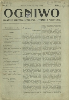 Ogniwo : tygodnik naukowy, społeczny, literacki i polityczny. R. 1, Nr 9 (8/21 lutego 1903)