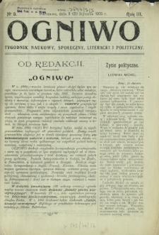 Ogniwo : tygodnik naukowy, społeczny, literacki i polityczny. R. 3, Nr 3 (8/21 stycznia 1905)