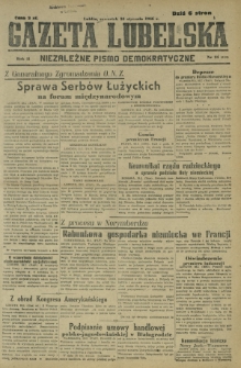 Gazeta Lubelska : niezależne pismo demokratyczne. R. 2, nr 24=333 (24 stycznia 1946)