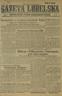 Gazeta Lubelska : niezależne pismo demokratyczne. R. 2, nr 30=339 (30 stycznia 1946)