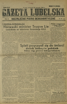 Gazeta Lubelska : niezależne pismo demokratyczne. R. 2, nr 31=340 (31 stycznia 1946)
