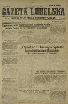 Gazeta Lubelska : niezależne pismo demokratyczne. R. 2, nr 32=341 (1 lutego 1946)