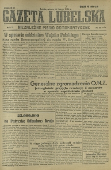 Gazeta Lubelska : niezależne pismo demokratyczne. R. 2, nr 47=356 (16 lutego 1946)
