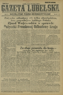 Gazeta Lubelska : niezależne pismo demokratyczne. R. 2, nr 51=360 (20 lutego 1946)