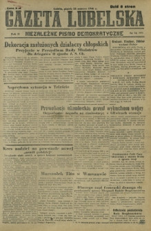 Gazeta Lubelska : niezależne pismo demokratyczne. R. 2, nr 74=383 (15 marzec 1946)