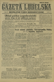 Gazeta Lubelska : niezależne pismo demokratyczne. R. 2, nr 80=389 (21 marzec 1946)