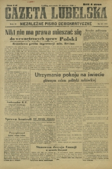 Gazeta Lubelska : niezależne pismo demokratyczne. R. 2, nr 87=396 (28 marzec 1946)