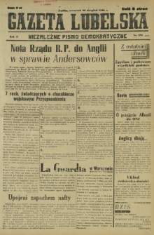 Gazeta Lubelska : niezależne pismo demokratyczne. R. 2, nr 230=539 (22 sierpień 1946)