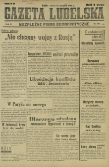 Gazeta Lubelska : niezależne pismo demokratyczne. R. 2, nr 232=541 (24 sierpień 1946)