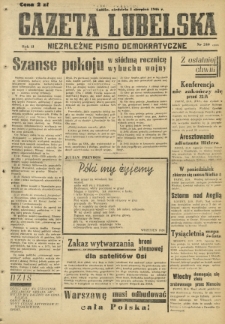 Gazeta Lubelska : niezależne pismo demokratyczne. R. 2, nr 240=549 (1 sierpień [ i. e. wrzesień] 1946)