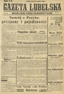 Gazeta Lubelska : niezależne pismo demokratyczne. R. 2, nr 241=550 (2 wrzesień 1946)