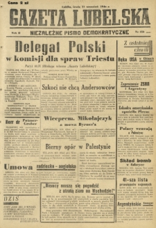 Gazeta Lubelska : niezależne pismo demokratyczne. R. 2, nr 250=559 (11 wrzesień 1946)