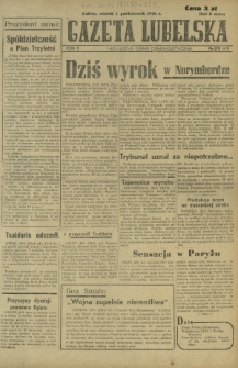 Gazeta Lubelska : niezależne pismo demokratyczne. R. 2, nr 270=579 (1 październik 1946)