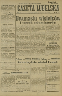Gazeta Lubelska : niezależne pismo demokratyczne. R. 2, nr 272=581 (3 październik 1946)