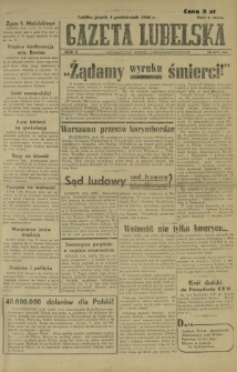 Gazeta Lubelska : niezależne pismo demokratyczne. R. 2, nr 273=582 (4 październik 1946)