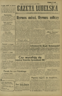 Gazeta Lubelska : niezależne pismo demokratyczne. R. 2, nr 277=586 (8 październik 1946)