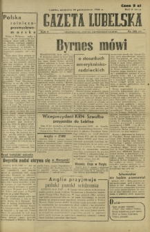 Gazeta Lubelska : niezależne pismo demokratyczne. R. 2, nr 288 [i. e. 289]=597 (20 październik 1946)