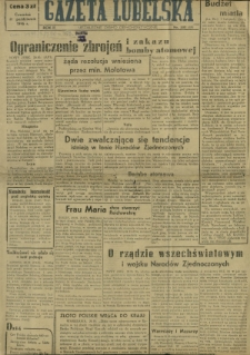 Gazeta Lubelska : niezależne pismo demokratyczne. R. 2, nr 300=609 (31 październik 1946)